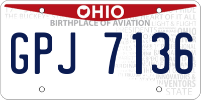 OH license plate GPJ7136