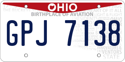 OH license plate GPJ7138
