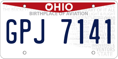 OH license plate GPJ7141