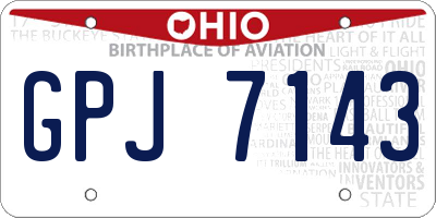 OH license plate GPJ7143