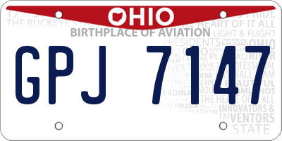 OH license plate GPJ7147