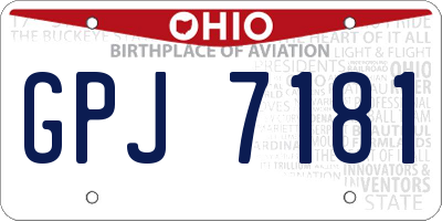 OH license plate GPJ7181