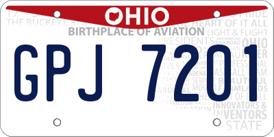 OH license plate GPJ7201