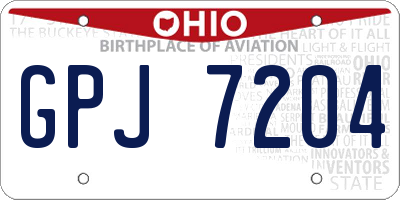 OH license plate GPJ7204