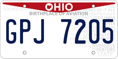 OH license plate GPJ7205