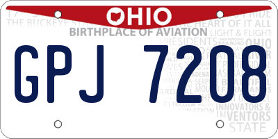 OH license plate GPJ7208