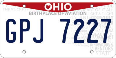 OH license plate GPJ7227