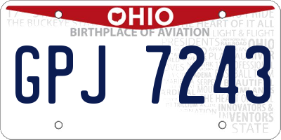 OH license plate GPJ7243