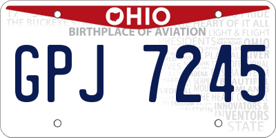 OH license plate GPJ7245