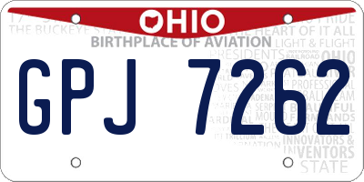 OH license plate GPJ7262