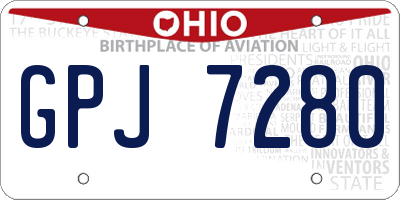 OH license plate GPJ7280