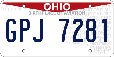OH license plate GPJ7281