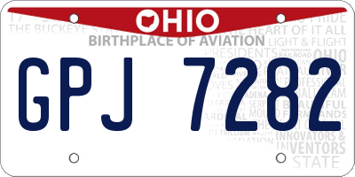 OH license plate GPJ7282
