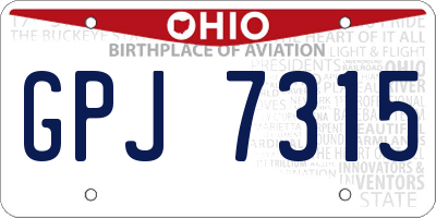 OH license plate GPJ7315
