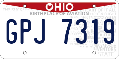 OH license plate GPJ7319