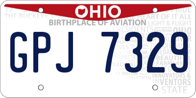 OH license plate GPJ7329
