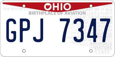 OH license plate GPJ7347