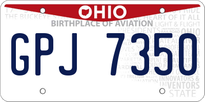 OH license plate GPJ7350