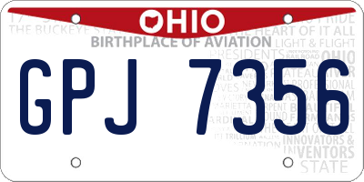OH license plate GPJ7356