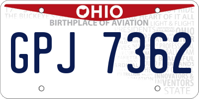 OH license plate GPJ7362