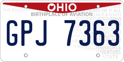 OH license plate GPJ7363