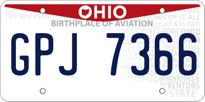 OH license plate GPJ7366