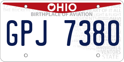 OH license plate GPJ7380
