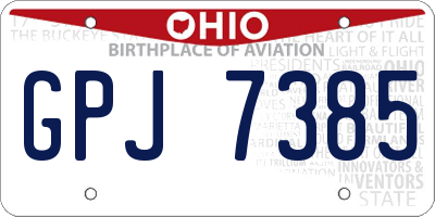 OH license plate GPJ7385