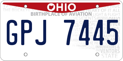 OH license plate GPJ7445