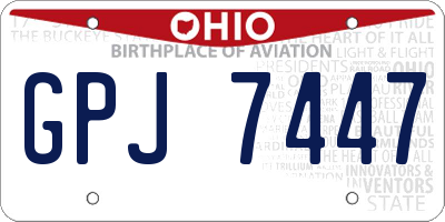OH license plate GPJ7447