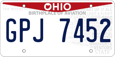 OH license plate GPJ7452
