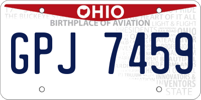 OH license plate GPJ7459