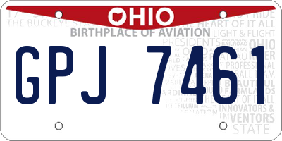 OH license plate GPJ7461