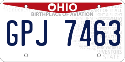 OH license plate GPJ7463