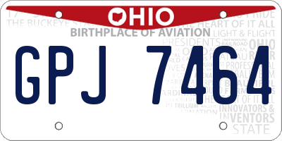 OH license plate GPJ7464
