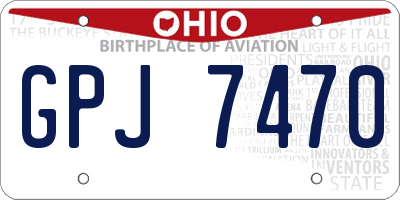 OH license plate GPJ7470