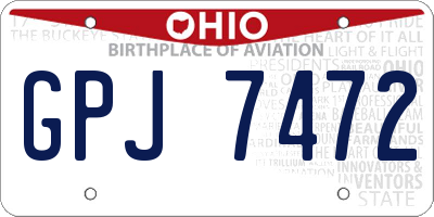 OH license plate GPJ7472