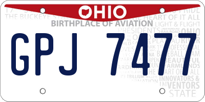 OH license plate GPJ7477