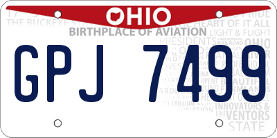 OH license plate GPJ7499