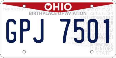 OH license plate GPJ7501