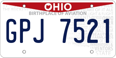 OH license plate GPJ7521