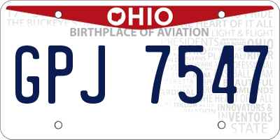 OH license plate GPJ7547