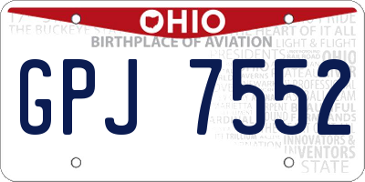 OH license plate GPJ7552