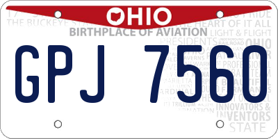 OH license plate GPJ7560