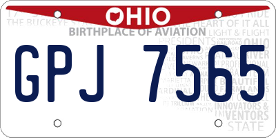 OH license plate GPJ7565