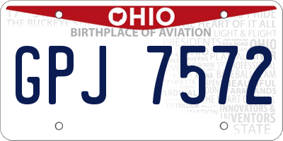 OH license plate GPJ7572