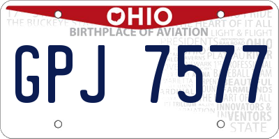 OH license plate GPJ7577