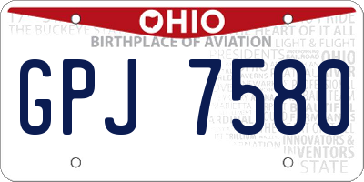 OH license plate GPJ7580