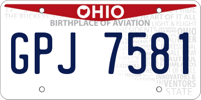 OH license plate GPJ7581