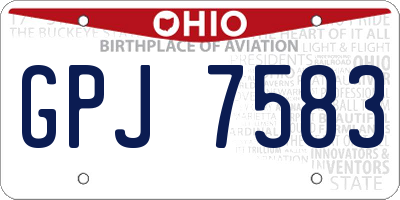OH license plate GPJ7583